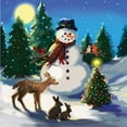 thumbnail image 2 of Comish, Susan 20x20 Black Ornate Wood Framed with Double Matting Museum Art Print Titled - Snowman and Friends, 2 of 4