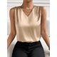 thumbnail image 1 of Xuyuer Women's Casual Fashion Solid Color V-Neck Satin Top, Chic Short Sleeve Blouse for Dinner Dates, Cocktail Parties and Spring Summer Evening Wear, 1 of 7