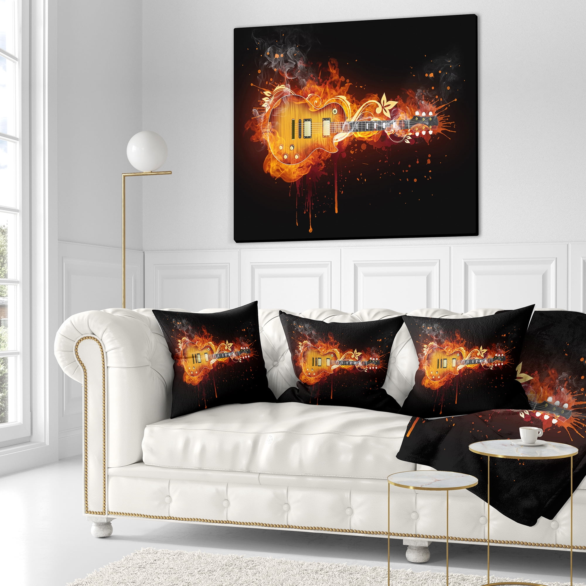 Designart Electric Guitar - Abstract Throw Pillow - 16x16
