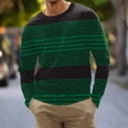 thumbnail image 4 of Chemise Homme Adulte Hauts Spandex Mode Décontractée Sports Rayures Couture Impression Numérique Col Rond T-Shirt Manches Longues Vêtements (Vert, m), 4 of 5