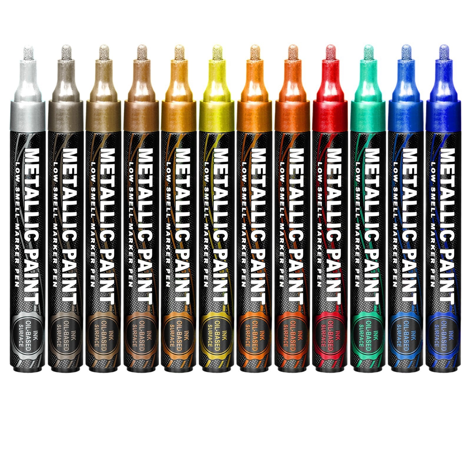 Matellic 12 Colors Nail Art  Markers， Metal Highlighter Waterproof，Car Modeling Drawing Painting Liner DIY