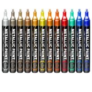 Matellic 12 Colors Nail Art Markers, Metal Highlighter Waterproof,Car Modeling Drawing Painting Liner DIY