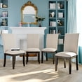 thumbnail image 4 of Family Set Farmhouse 5-Piece Wood Dining Table Set for 4, Kitchen Furniture Set with 4 Upholstered Dining Chairs for Small Places, Gray Table+Beige Chair, 4 of 9