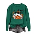 thumbnail image 4 of Women's Long Sleeve Crew Neck Sweatshirt Halloween Cute Ghost Pumpkin Graphic Relaxed Fit Casual Holiday Pullover Tops, 4 of 5