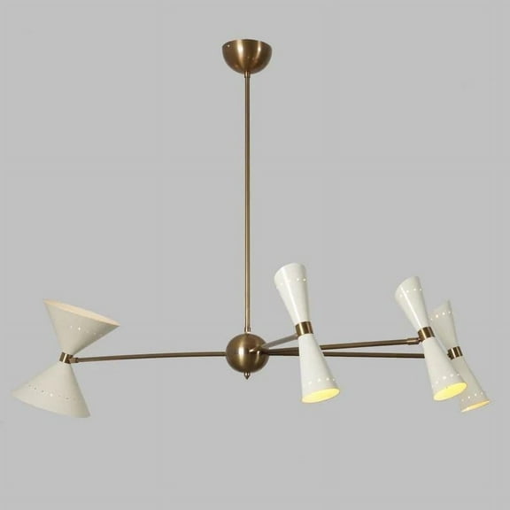 4 Arm 8 Light Stilnovo Style Mid Century Modern Sputnik Chandelier – Raw Brass Handcrafted Pendant Ceiling Light Fixture