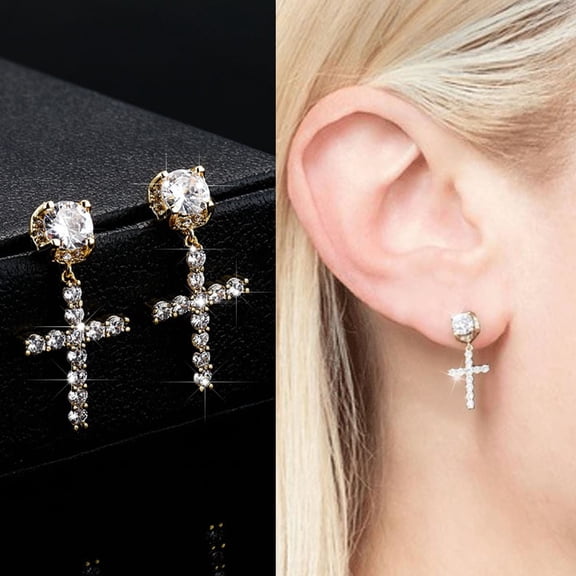 Stud Earrings Easter Ornament Of The Crucifix Zircon Earrings Earrings Men And Women Personality Simple Earrings