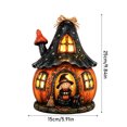 thumbnail image 2 of Halloween Decorations Witch Pumpkin House Lamp, Glowing Resin Cottage Figurine with Cat, Star Roof and Chimney for Indoor Tabletop Fall Home Decor, 2 of 5