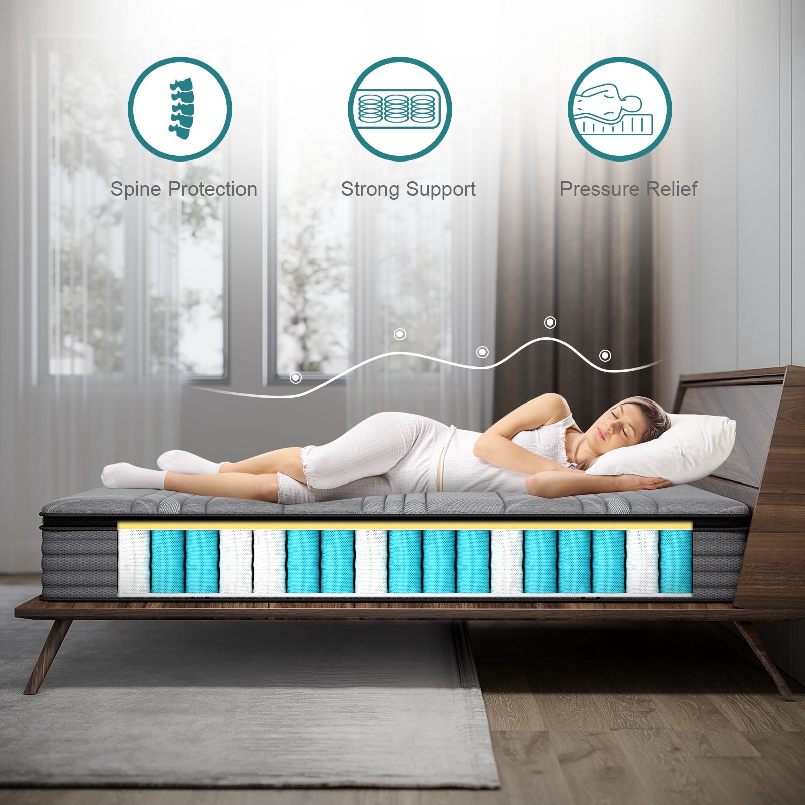 12 Inch Queen Green Tea Memory Foam Mattress for Cool Sleep & Pressure Relief, Bed in a Box, Removable Cover No Fiberglass, CertiPUR-US Certified