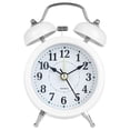 thumbnail image 1 of Reloj despertador Retro Twin Bell Mesa de escritorio de metal Reloj analógico Silencioso con luz nocturna para oficina en casa, Blanco Kearding EL000911-03B, 1 of 2
