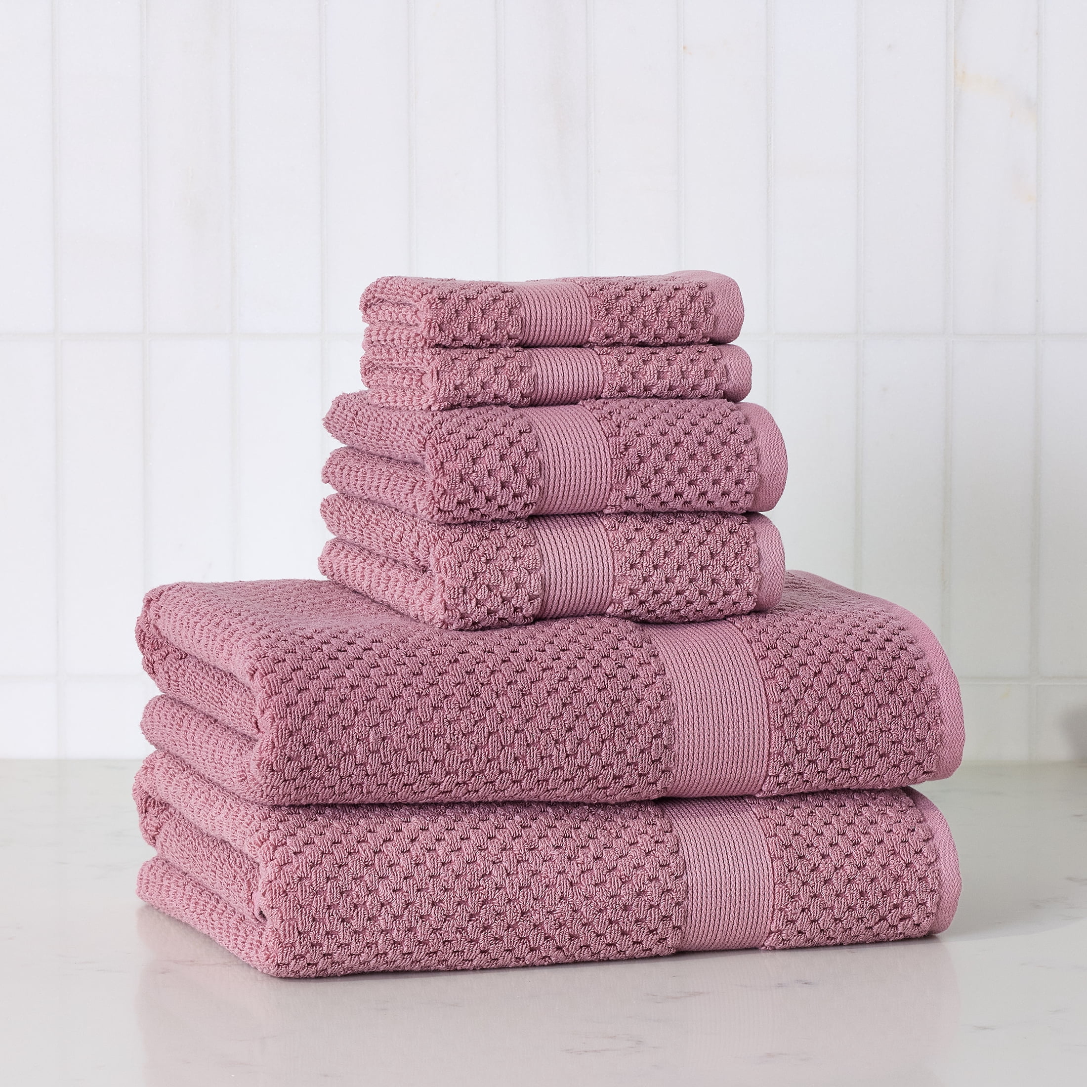 Better Homes & Gardens Signature Soft Popcorn Texture 6 Piece Towel Set,Violet Gem