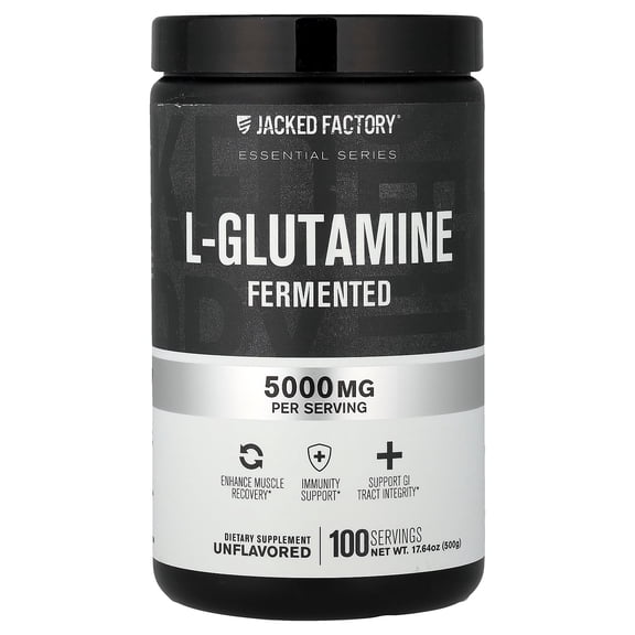 Jacked Factory Essential Series, L-Glutamine, Fermented, Unflavored, 17.64 oz (500 g)