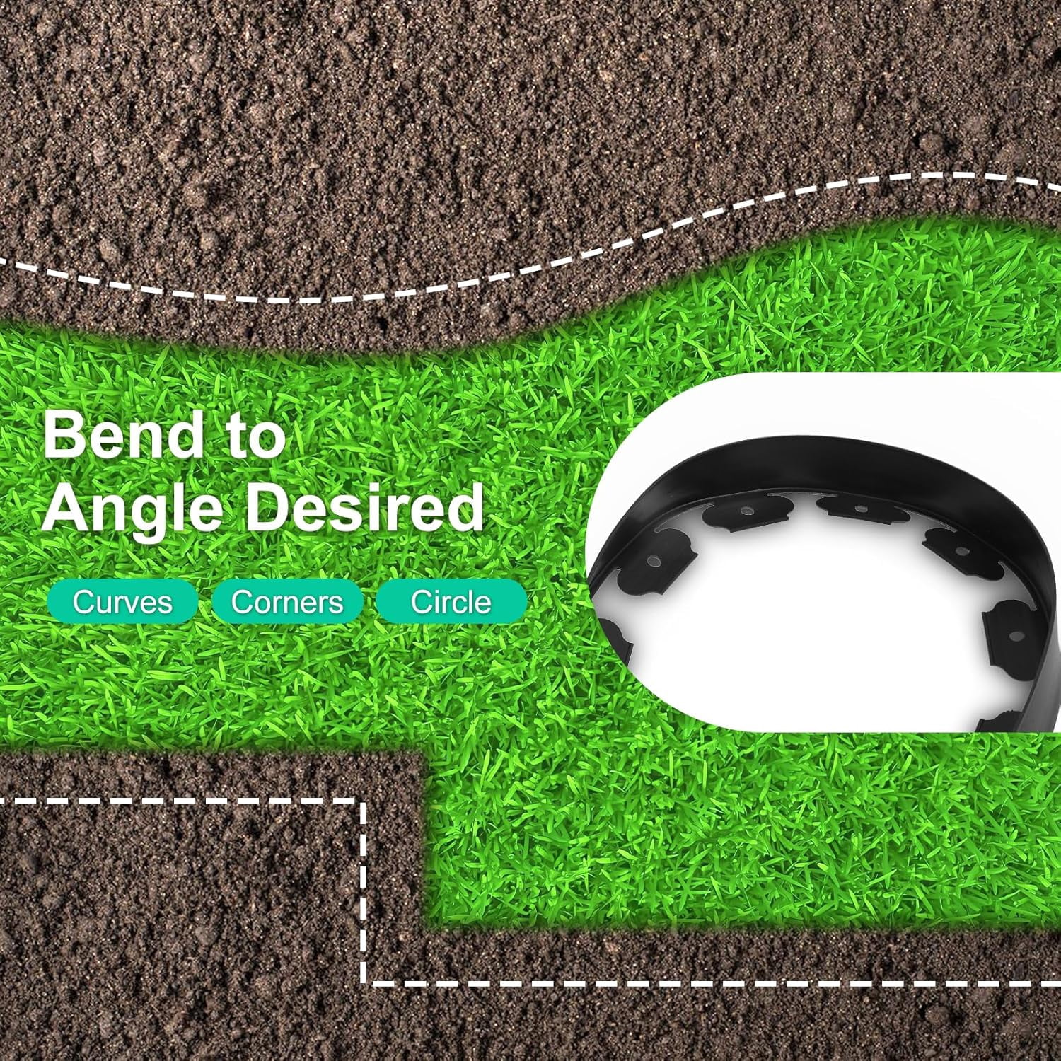 2 Inch x 40FT Garden Edging Kit with 40 Spikes for Landscaping, Plastic Lawn Edging Border for Flower Beds,  Pathways, Black