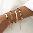thumbnail image 2 of YOBEST Punk Letter Cuff Bracelets Set for Women, Gold Color Chain, Wedding Jewelry Accessories, 2025 New Fashion Bangles, 2 of 4