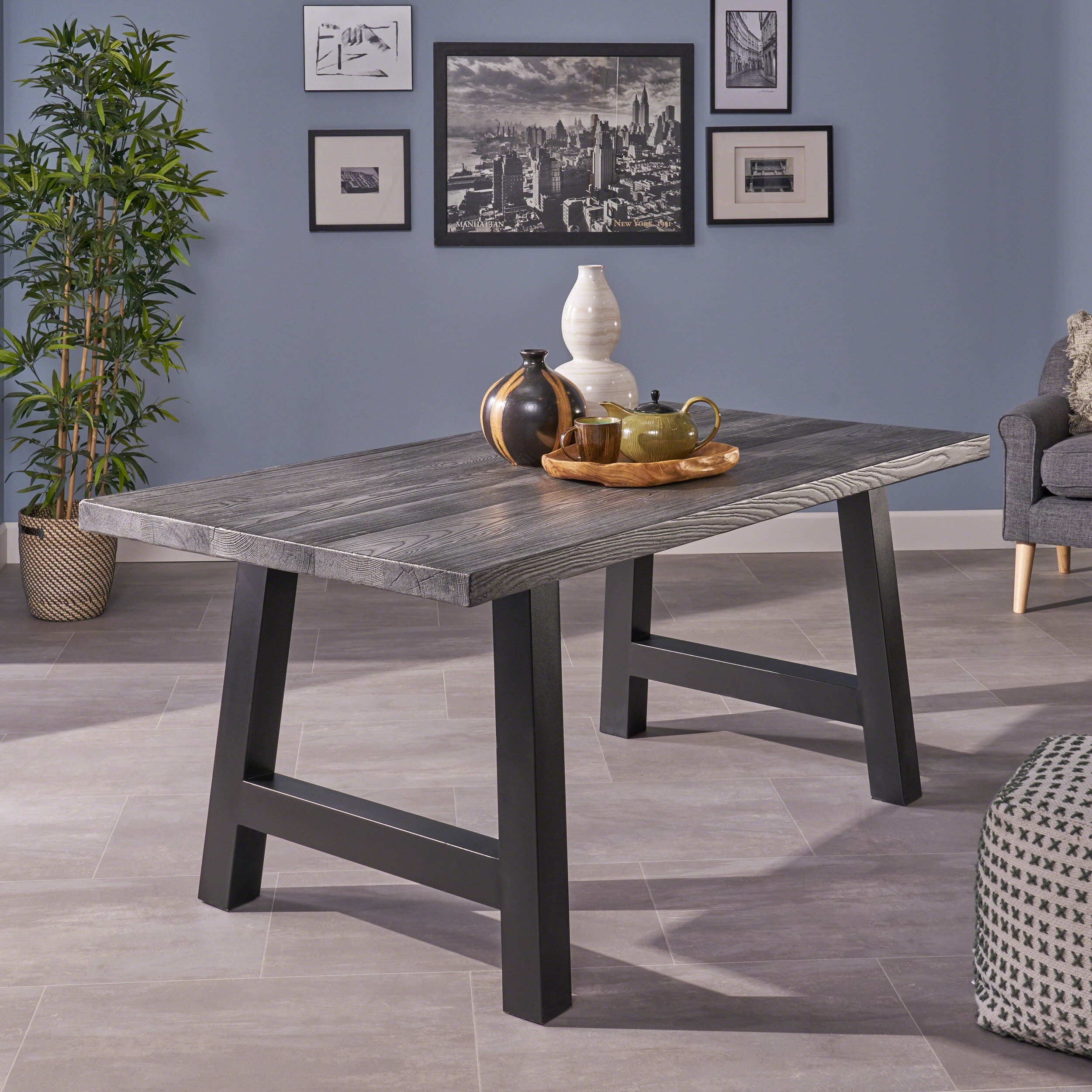 Noble House Paityn Indoor Light Weight Concrete Dining Table, Natural