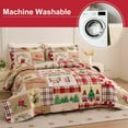 thumbnail image 6 of Smuge Christmas Quilt Sets King Size Reindeer Bedding Sets Elf Snowflake Wreath Bedspread Lightweight Coverlet with 2 Pillow Shams, Red Khaki, 6 of 7