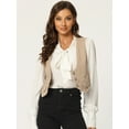 thumbnail image 2 of DARING DIVA Women's Denim Button Up Jean Crop Racerback Vest Jacket L Khaki, 2 of 6
