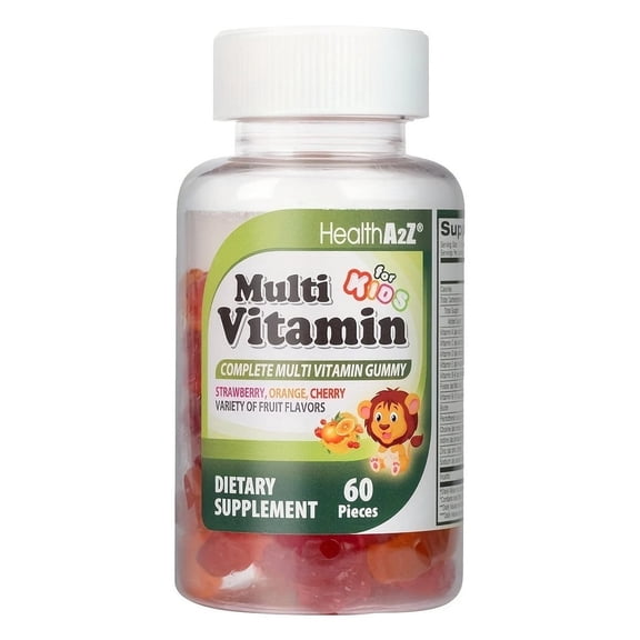 HealthA2Z® Kids Multivitamin Gummies (60ct) Strawberry, Orange & Cherry | 12 Key Nutrients for Immune Support | Tasty, Complete Daily Formula