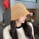 thumbnail image 4 of Sombrero de pescador de verano con circunferencia de 56-58 cm, sombrero de pescador con rayas en contraste para mujer, sombrero de lavabo hueco y transpirable con sombrilla, 4 of 5
