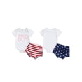 thumbnail image 2 of vera natura Baby Boys Summer Shorts Sets Short Sleeve Letter Print Romper and Striped Shorts Sets, 2 of 9
