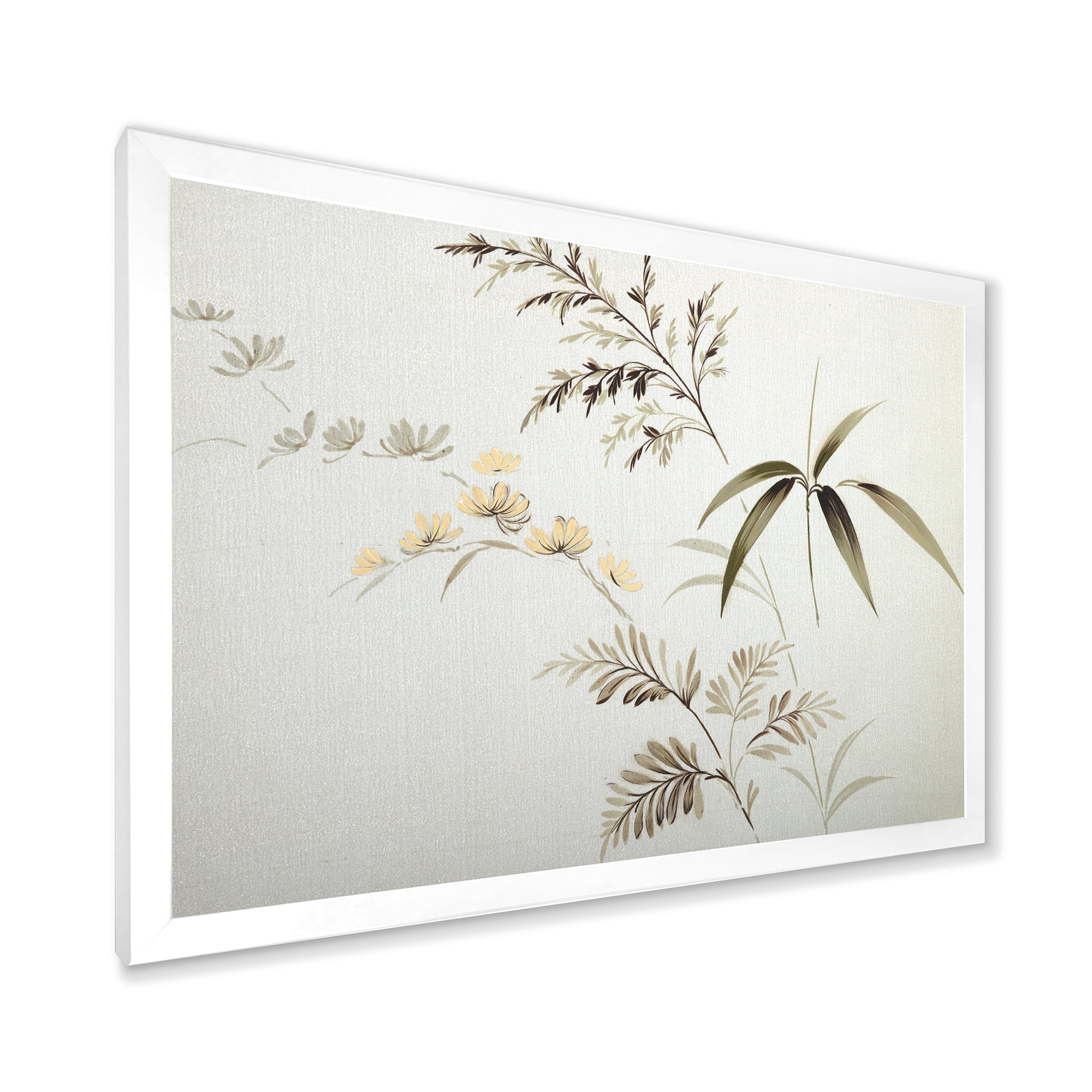 Designart 'Abstract Retro Drawing of Flowers III' Vintage Framed Art Print