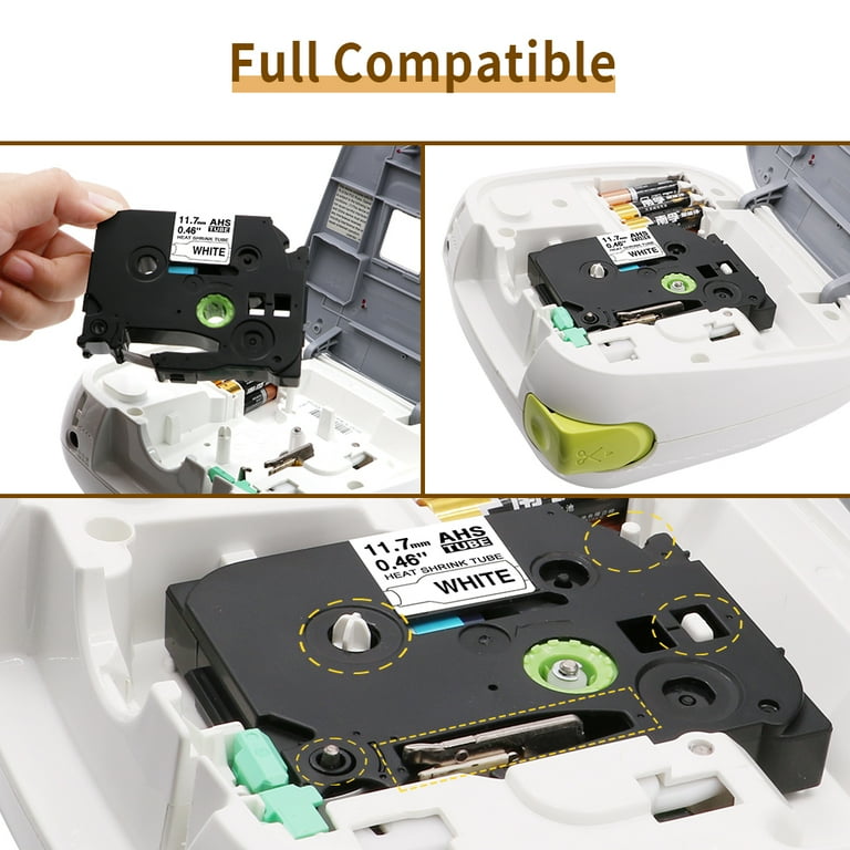 3 Pack Heat Shrink Tube Label Tape - Compatible With Brother P-Touch HSe-221 | 8.8mm Black On White, 1.5m Length | For Wire ID