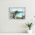 thumbnail image 4 of Beach Window Canvas Wall Art: Ocean seaside Picture Tropical Palm Tree Artwork Print on Coastal Seascape Painting for Bedroom Decor (12x16), 4 of 6