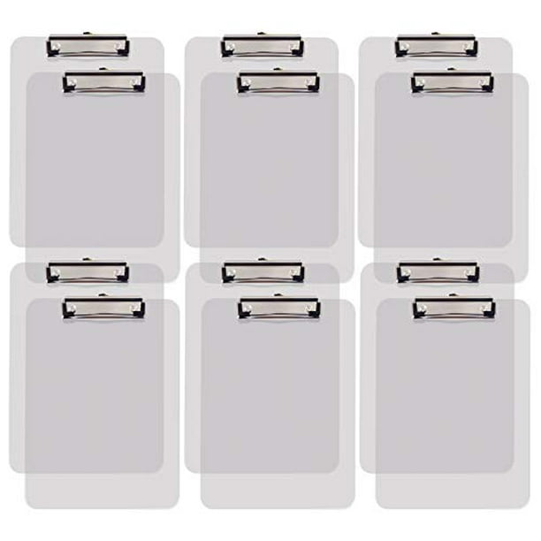Clear Plastic Clipboards, 12 Pack, Durable, 12.5 x 9 Inch, Low Profile