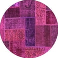 thumbnail image 1 of Ahgly Company Indoor Round Patchwork Pink Transitional Area Rugs, 4' Round, 1 of 4