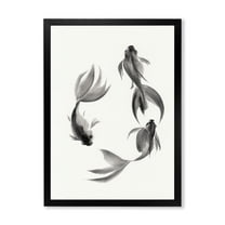 Designart 'Black and White Vintage Fish III' Nautical & Coastal Framed Art Print