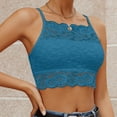 thumbnail image 4 of VNKIDY Womens High Neck Thin Spaghetti Strap Allover Floral Scalloped Lace Built In Pads Slim Fit Casual Bralette Camisole For Ladies Daily Shopping Underlayer Daily Wear XL, 4 of 6