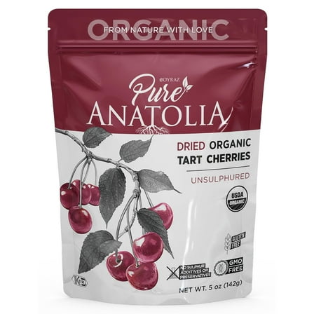 Pure Anatolia Organic Dried Tart Cherries, 5 oz Pouch