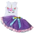 thumbnail image 4 of Little Girls' 2 Pieces Skirt Set Unicorns Floral Tank Top Tutu Tulle Skirt Set White 4 M (P201467P), 4 of 4