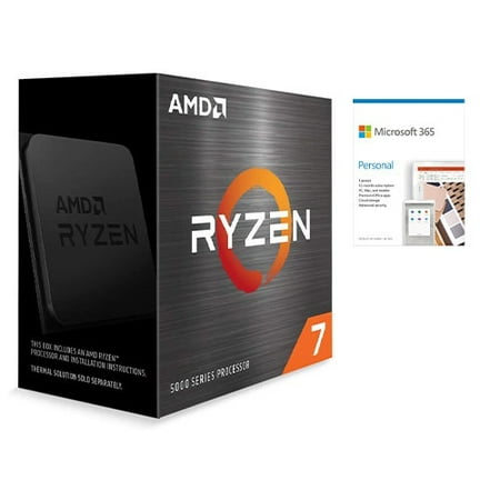 AMD Ryzen 7 5800X 8-core 16-thread Desktop Processor + Microsoft 365 Personal 1 Year Subscription For 1 User