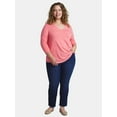 thumbnail image 3 of (2 pack) Terra & Sky Women's Plus Size V-Neck Tee with Long Sleeves, Sizes 0X-5X, 3 of 6