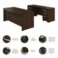 thumbnail image 3 of Bowery Hill 72W Desk Set with File Cabinets in Black Walnut - Engineered Wood, 3 of 5