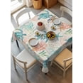 thumbnail image 2 of Teal Red Coastal Suqare Tablecloth - 60 x 60 Inch, Retro Beach Nautical Sea Turtle Coral Waterproof & StainResistant Tablecloth, Washable Oil-proof Table Cover for Dining/Party/Wedding/Camping/Buffet, 2 of 9