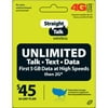 Straight Talk Unlimited $45 Text, Talk and Web Access 30-Day Service (Direct Account Load)