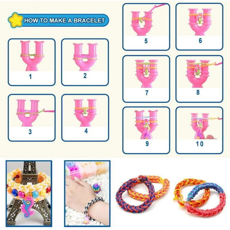 600/1500 Colored Rubber Band Bracelet Making Kit Rubber Band Filling Kit  Children Bracelet Knitting Kit