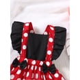 thumbnail image 3 of Baby Girl Polka Dot Ruffle Trim Bow Front Overall Dress, 3 of 5