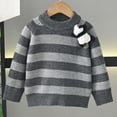 thumbnail image 4 of UQJfacai Girls Striped Sweaters Casual Crewneck Long Sleeve Shirts Fashion Knitted Soft Cozy Pullover Tops Clothes 1-8 Years, 4 of 7