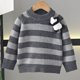 thumbnail image 4 of Blusas y camisas de cuello redondo y manga larga para niños, suéter de invierno unisex a rayas con estilo a juego para la cabeza, top de punto de manga larga, top de poliéster para niños, 4 of 7