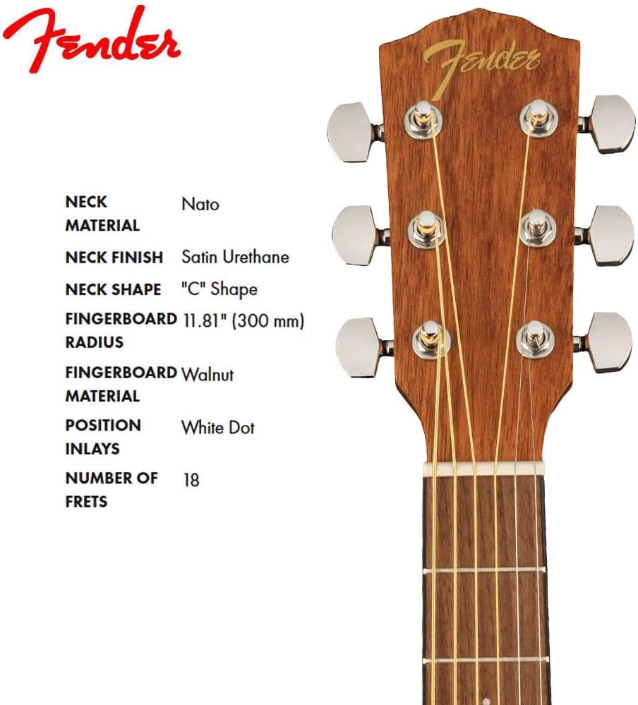 Fender Model FA-15 Silver 3/4 Size Steel Stringed Acoustic Guitar with Gig Bag
