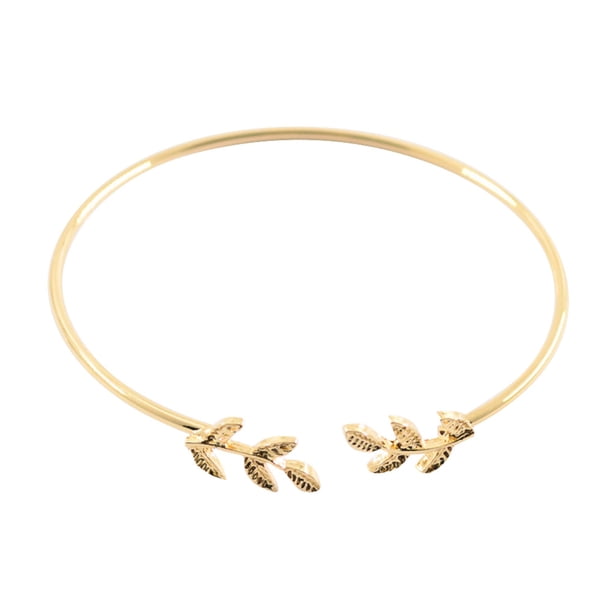 Brazalete para mujer, regalos para mujer, elegante brazalete con hojas, delicado brazalete abierto con hojas, pulsera GD