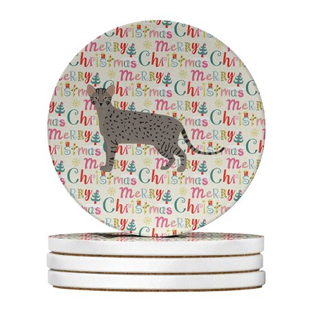 

Safari #1 Cat Christmas Large Sandstone Coasters Pack of 4 4 in x 4 in