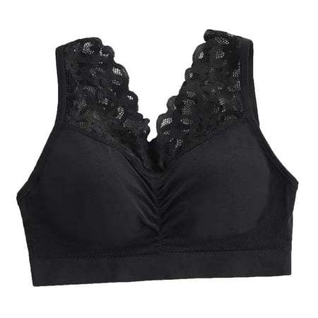 Ndbuld Plus Size Bras for Women Wireless Support Women s Sexy Non Magnetic and Non Steel Ring Gathered Bra with Thin Cup and Adjustable Sexy Lace Bra Underwear Today s Big Sale M Black