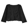 thumbnail image 6 of APEXFWDT Women's Lace Cardigan Open Front Short Shrug Elegant Sheer Floral Cropped Bolero Tops Ruffle Collar 3/4 Sleeve Cardigan, 6 of 9