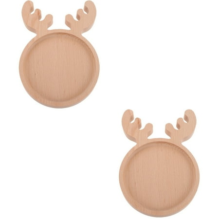 

2 Pack Christmas Wooden Dinner Plate Christmas Plates Condiment Dish Dessert Plate Side Dish Plate Fruit Tray Snack Dish
