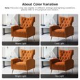 thumbnail image 6 of Modern Velvet Accent Chair Upholstered Sofa Armchair Button Tufted Metal Legs Adult Bedroom Home Living Room Orange, 6 of 10