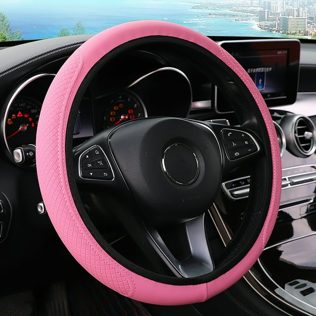 Universal Microfiber Leather Steering Wheel Cover Protector with Elastic Stitching Design for Enhanced Grip and Interior Comfort