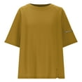 thumbnail image 6 of Guieoi Womens Tops Plus Size Women's Loose Casual Solid Color Sleeve with Zipper Hem and Slit Round Neck Short Sleeved Yellow Black*Friday/Cyber*Monday, 6 of 9